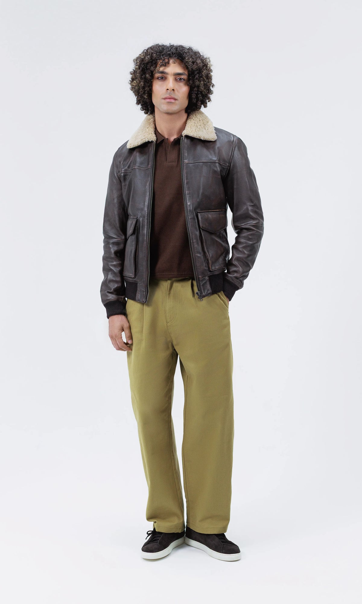 Vintage Leather Bomber Jacket