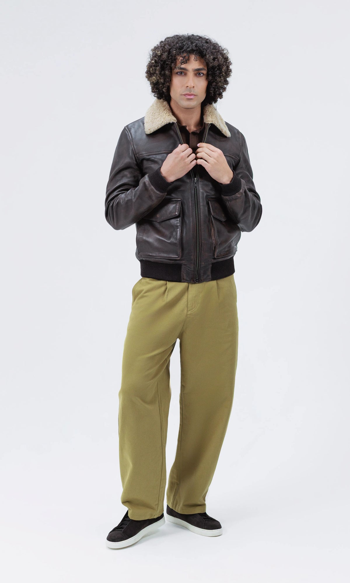 Vintage Leather Bomber Jacket