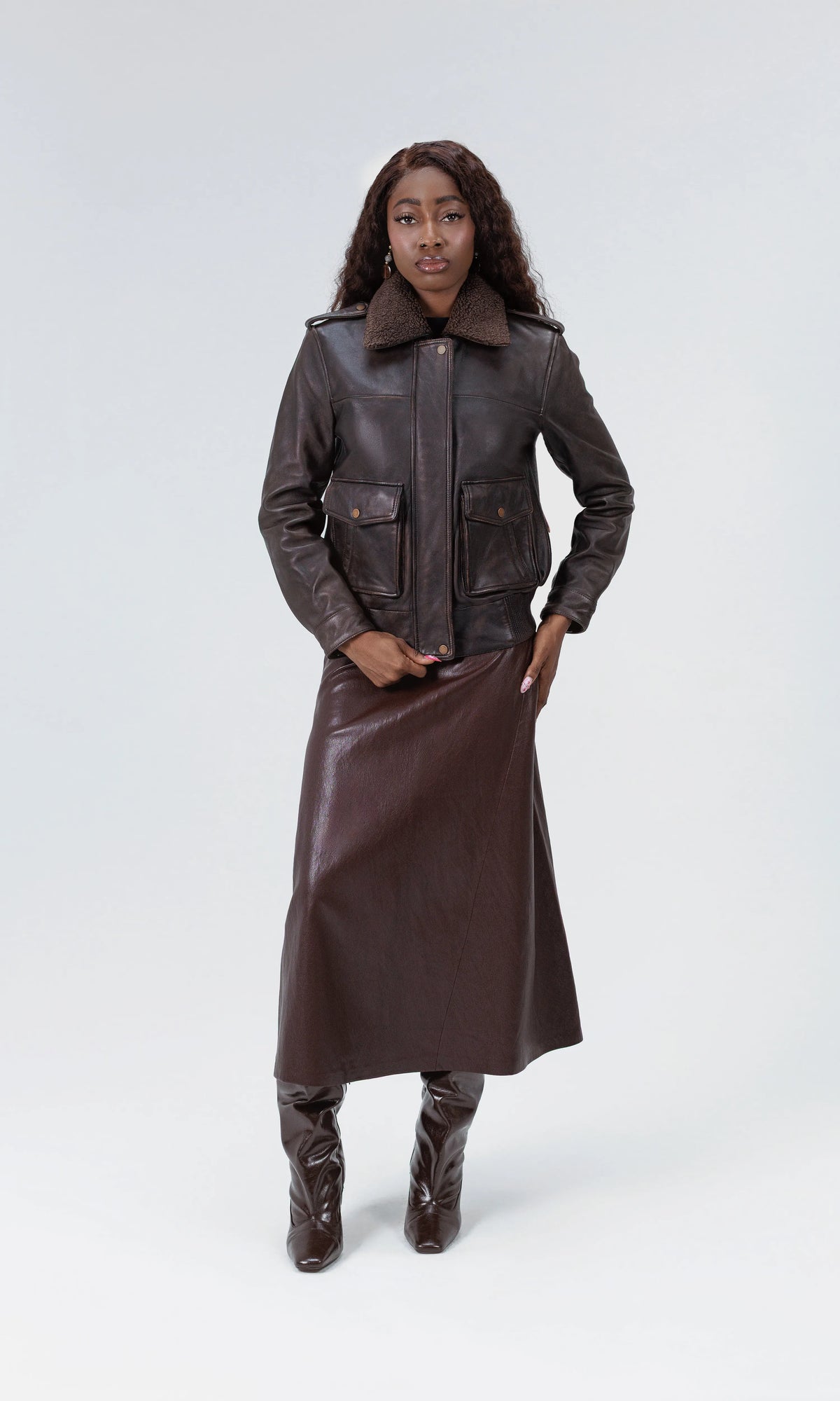 Ladies Distressed Bomber