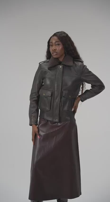 Ladies Distressed Bomber
